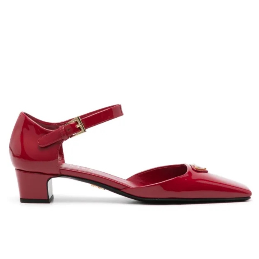 PRADA Red Modellerie D'Orsay Square ToeMary Jane Pumps Heels - size 39 - Picture 3 of 5